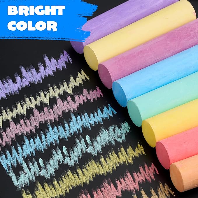 JOYIN 224 PCS Sidewalk Chalks Set Non-Toxic Washable Jumbo Chalk for Outdoor Art Play, Painting on Chalkboard, Blackboard and Playground