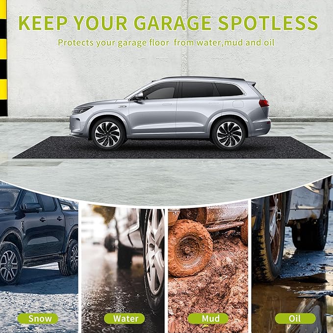 Oil Spill Mat - 96" x 60" Absorbent Oil Garage Floor Mat for Under Car - Protect Driveway from Drips, Spills, Stains, Reusable & Durable Garage Floor Protection Mat with Waterproof Backing