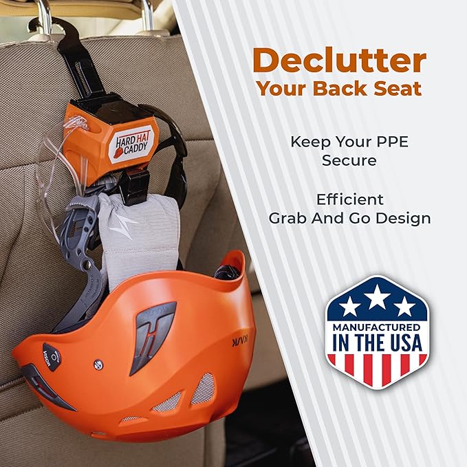 Hard Hat Caddy, All in One PPE Organizer with Magnetic Backing, Belt Clip, & Hook, Compatible with Safety Gear Brands
