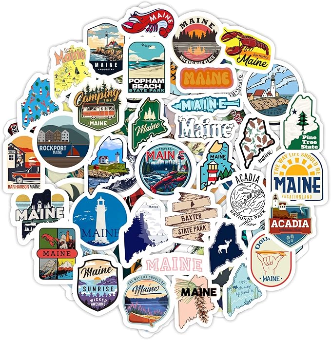 BulbaCraft Maine Stickers for Water Bottle and Laptop - State Souvenirs, Decorations & Gifts, Waterproof Vinyl Decals, Gifts for Women & Men