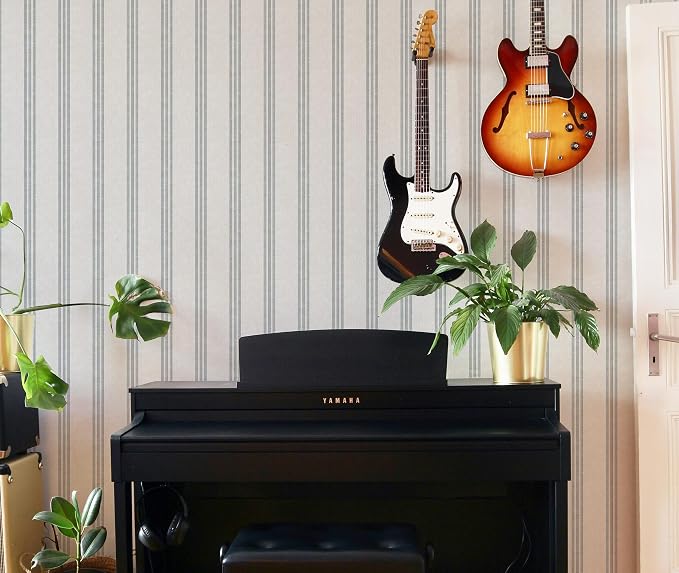 Modern Navy and White Striped Peel and Stick Wallpaper, Removable, French Country Style, Textured Wall Compatible, Stick on Wallpaper for Living Room, Bathroom, Bedroom