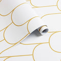 Yasinet Peel and Stick Wallpaper White and Gold Wallpaper Modern Geometric Contact Paper White/Gold Stripe Self Adhesive Wall Paper Decorative for Wall Bedroom 17.3''x393.7''