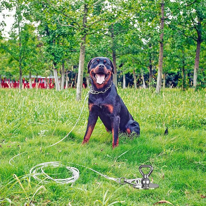 SELEWARE Dog Tie Out Stake 360°Swivel Dog Ground Anchor Outdoor Dog Stake | 15" Long Anti-Rust Heavy Duty Dog Stake for Large Dogs up to 220 lbs, Easy Install with Twist Rod for Yard, Camping Outside