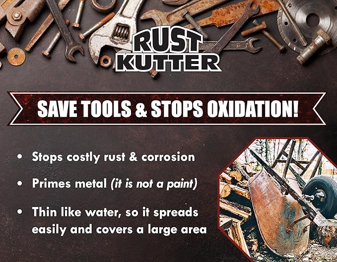 Rust Kutter- Gallon - Stops Rust and Converts Rust Spots to Leave a Primed Surface Ready to Paint, Professional Rust Repair Manufactured in USA