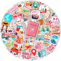 100Pcs Travel Stickers for Girls Luggage, for Water Bottle - Traveling Scrapbook Stickers and Decals - Cute Travel Journaling Decals - Traveling Girly Gifts