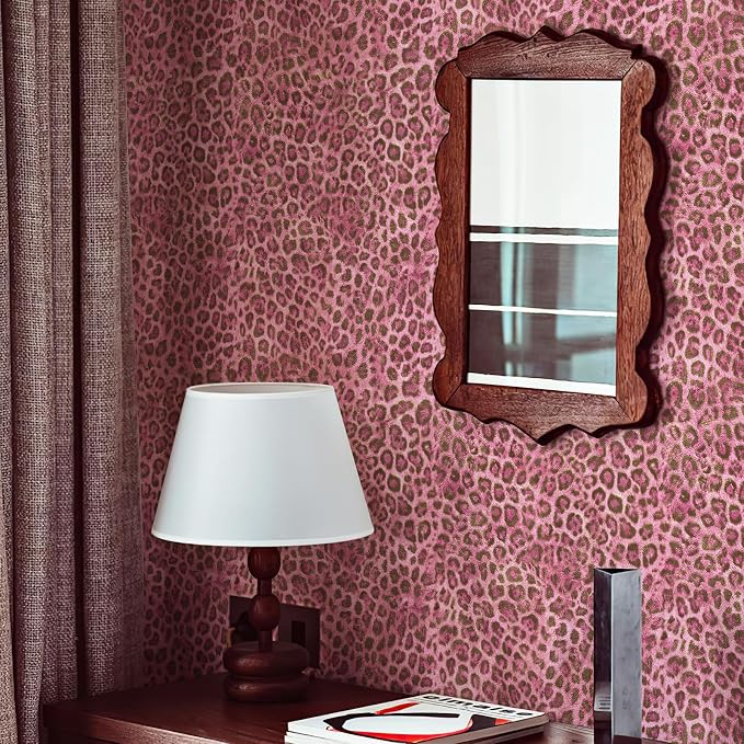 Upgrade Pink Leopard Print Peel and Stick Wallpaper, 17.3" x 800" | Waterproof Removable Self Adhesive Wallpaper, Unique Funky Cheetah Contact Paper for Bedroom, Bathroom, Decor,96.2 sq.