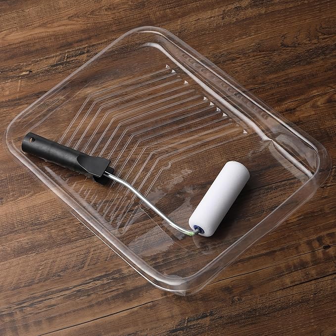 Bates 9 Inch Paint Tray Liners - 10 Transparent Plastic Disposable Trays for Painting Walls