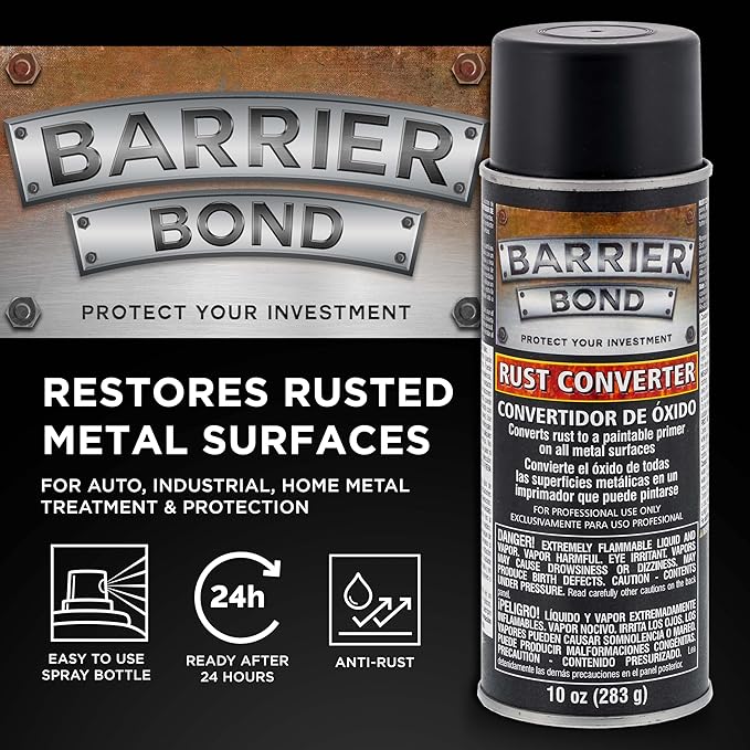 Custom Shop Barrier Bond - Rust Converter, 10-Ounce Spray Rust Remover for Metal - for Auto, Industrial, Home Metal Treatment & Protection