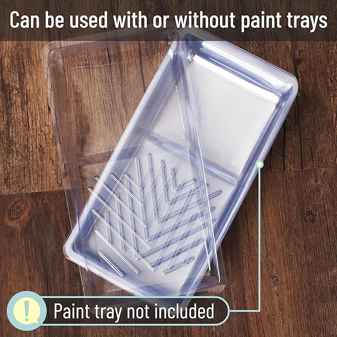 Bates- Paint Tray Liner, 4 Inch, 12 Pack, Clear, Plastic Disposable Paint Tray for Painting Walls