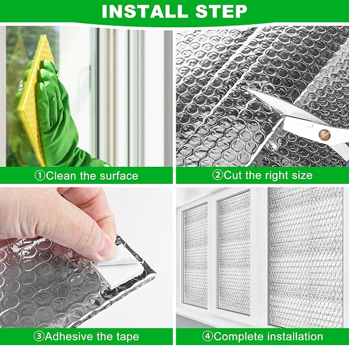 8P Garage Door Insulation Kit Panels 6MM 9x6.8 FT for Single Garage Door, Pre-Cut Bubble Reflective Aluminum Foil 120 Tape, DIY Install Temperature Control Block Summer Heat & Winter Cold (20.5x54)