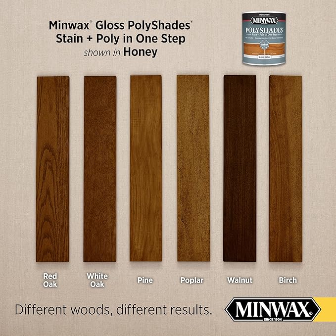 Minwax PolyShades Wood Stain + Polyurethane Finish – Quart, Honey, Gloss