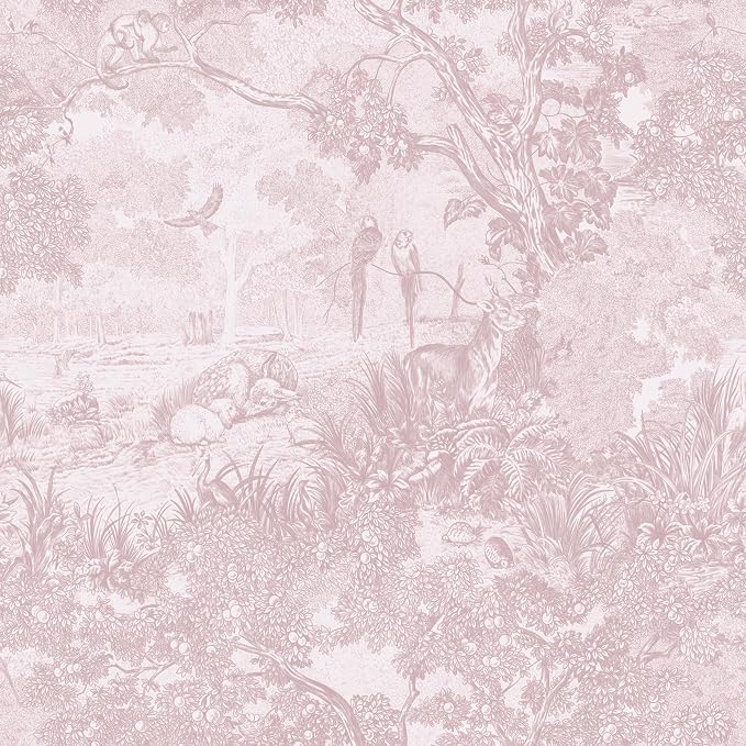 17.3" X 196.8" Peel and Stick Wallpaper Pink White Modern Toile Floral Wallpaper Renter Friendly Waterproof Removable Self Adhesive Wall Paper Bedroom Livingroom Cabinets Vinyl