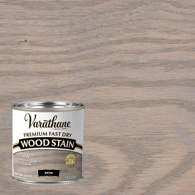 Varathane Premium Fast Dry Wood Stain | 1 Hour Dry Time | 1 Coat Color | Interior Wood Stain | Furniture, Cabinets, Doors, Trim | Half Pint | Bone