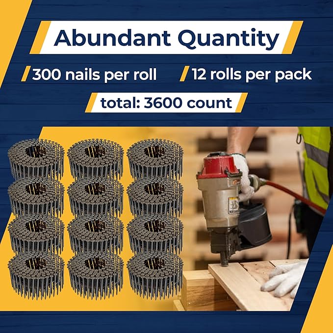 Rockin Rolls Siding Nails 2 Inch - 3600 Count – 15 Degree Wire Collated Coil Siding Nails, Full Round Head Galvanized Steel Nails, Fence Nails for Wood Fencing, Fits Siding Nailer & Coil Nail Gun