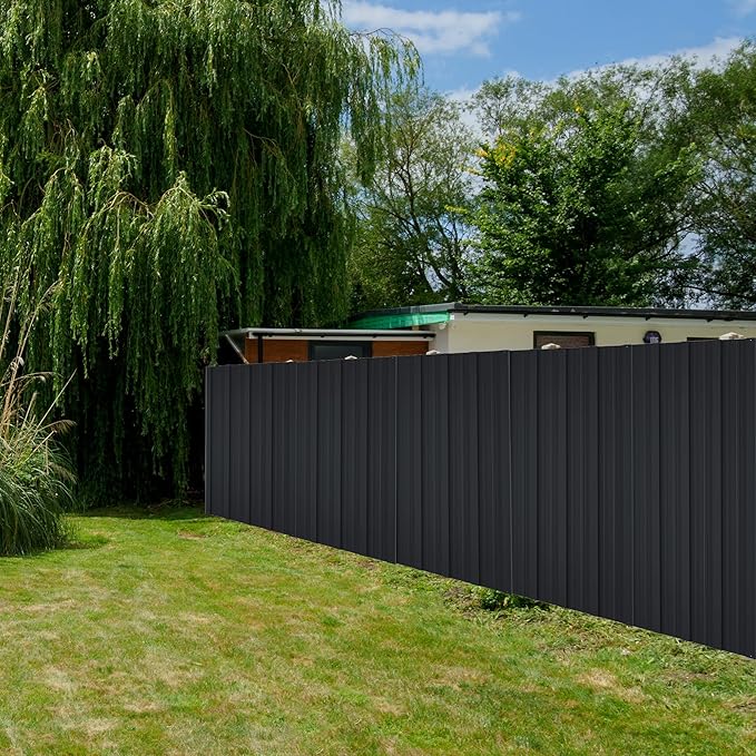 Roof Panels 10 pcs L42.52×W16.77 inch Galvanized Steel, Metal Corrugated Tin Roofing Panels Gazebo Top Cover Heavy Duty Roof Replacement for Patio Outdoor Garden, Black
