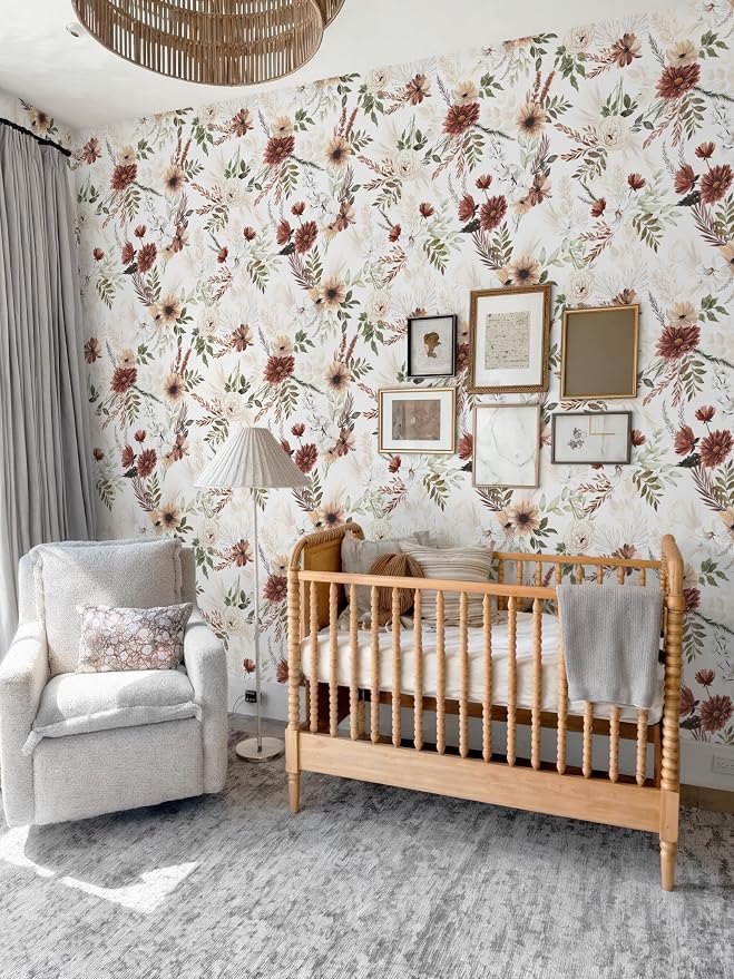 Dimoon Floral Peel and Stick Wallpaper Vintage Beige Contact Paper Bathroom Village Country Cottage Wallpaper Farmhouse Renter Friendly Antique Waterproof Kitchen Bedroom Vinyl 17.3''x78.7''