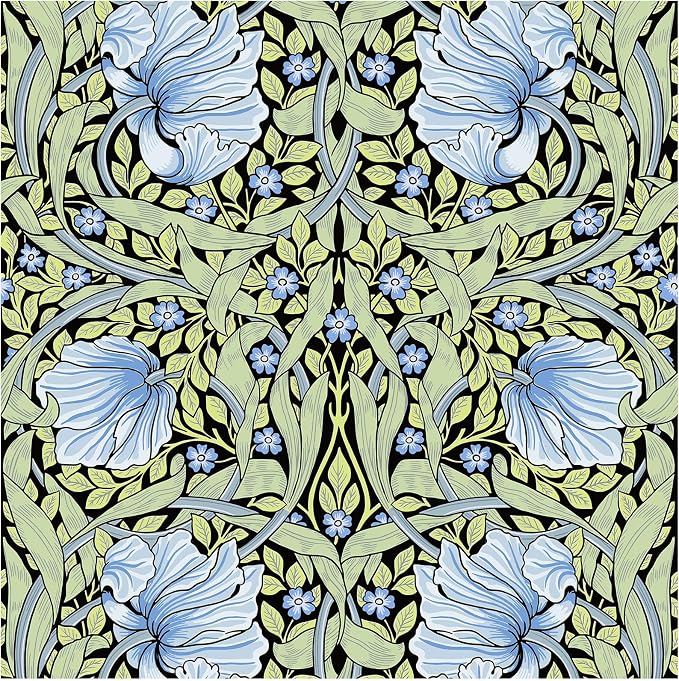 HAOKHOME Vintage Wallpaper Peel and Stick Floral Vine Green/Blue/Black Wall Murals Home Kitchen Bedroom Decor by William Morris 17.3in x 9.8ft