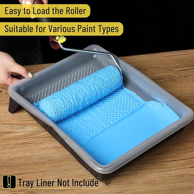 Bates- 9 Inch Paint Tray, 2 Pack, Black Plastic Paint Roller Tray 9 Inch, Deep Capacity, Textured Ridge
