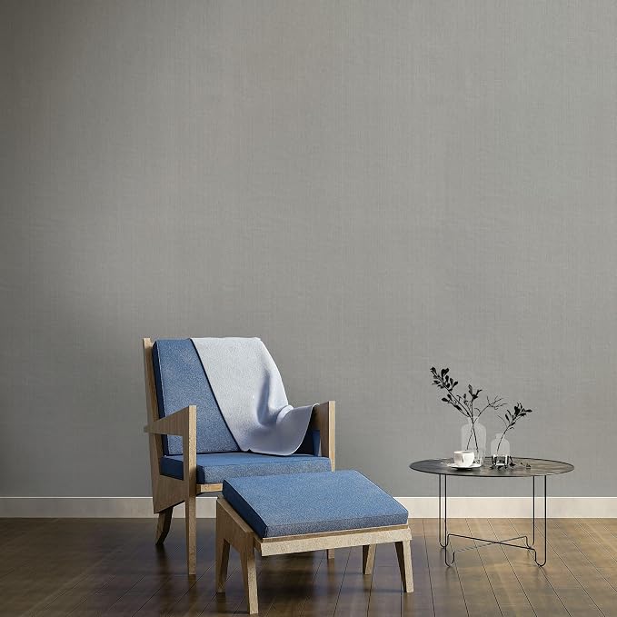 Ansehan Grasscloth Textured Wallcovering W703 Terraces Collection 36" W x 8 Yard L, Natural Modern Paper Weave, Non Prepasted Home Décor for Living Sapce Feature Wall, Grey/Ivory/Silver Backing
