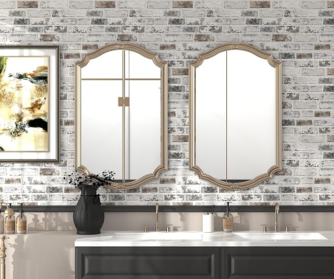 Brick Wallpaper Peel and Stick Wallpaper 17.3"x984" Grey and White 3D Brick Wallpapers Self Adhesive Vintage Wall Paper Removable Textured Contact Paper for Fireplace Kitchen Home Decoration Vinyl