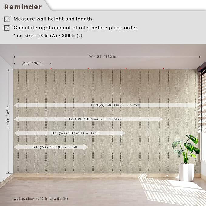 Ansehan Hand-Crafted Wallcovering HA4003 Droplets Stripe 36" W x8 Yard L Textured, Modern, Non Prepasted Natural Home Décor for Christmas Interior, Tan