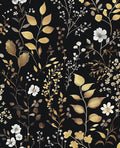 Vintage Dark Floral Gold Leaf Peel and Stick Wallpaper 17.5"x787" | Self Adhesive/Removable/Waterproof/Thick Vinyl Extra Long Contact Paper for Bathroom Bedroom Shelf Cabinet Drawer,Prepasted