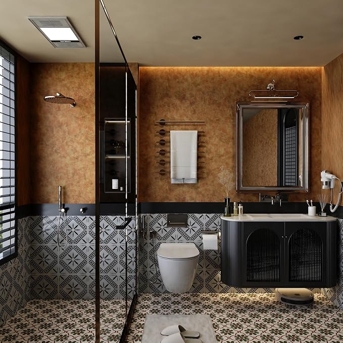 BAYYA Mid Century Modern Wallpaper Copper Peel and Stick Wallpaper Gold/Orange/Brown Industrial 31.5"x591" Rust Vintage Metallic Concrete Contact Paper for Bedroom Bathroom Living Room Wall