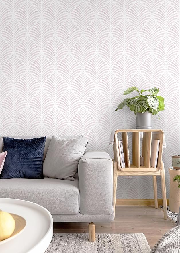 Safiyya Peel and Stick Wallpaper Boho Contact Paper Pink Geometric Modern Wall Paper Self Adhesive Removable Wallpaper for Bedroom Vinyl Rolls 17.3"x78.7"