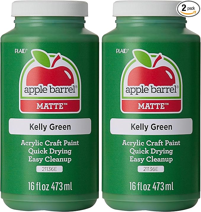 Apple Barrel Acrylic Paint in Assorted Colors (16 Ounce), 21136 Kelly Green (Pack of 2)