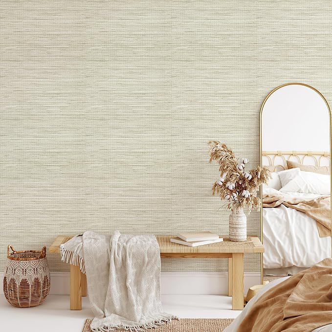 Grasscloth Wallpaper Peel and Stick Cream Grassweave Peel & Stick Wall Paper Textured Wallpaper Self Adhesive Contact Paper 787" x 17.3"