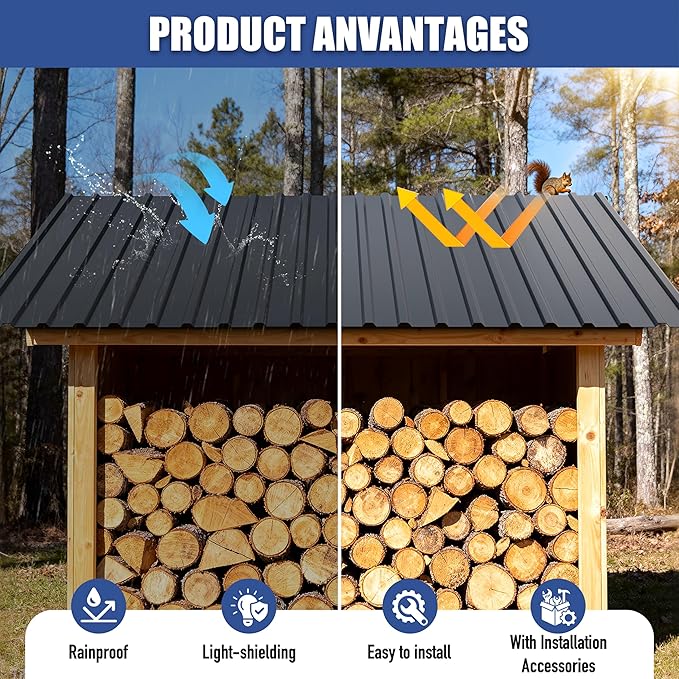 Brakki Metal Roofing Panels 10pcs 52.4 ft², L42.52"xW17.72" Grey Corrugated Galvanized Steel Roof Panels with Screw, Heavy Duty Metal Siding Suitable for Garages Chicken Coop Sheds Stables Patio