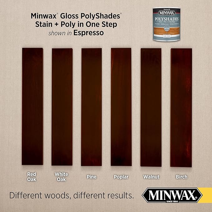 Minwax PolyShades Wood Stain + Polyurethane Finish – Quart, Espresso, Gloss