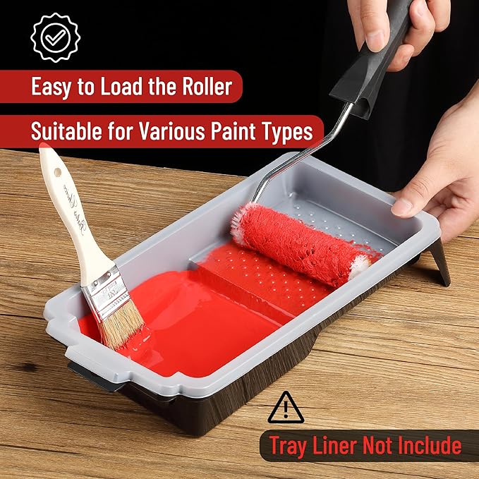 Bates- 4 Inch Paint Tray, 2 Pack, Black, Plastic 4 Inch Paint Roller Tray, Deep Capacity, Textured Ridge