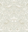 HueBurst 17.7x118in William Morris Wallpaper Peel and Stick Vintage Floral Wallpaper Neutral Strawberry Bird Self Adhesive Contact Paper Waterproof for Bedroom Bathroom Cabinets Drawers Decor