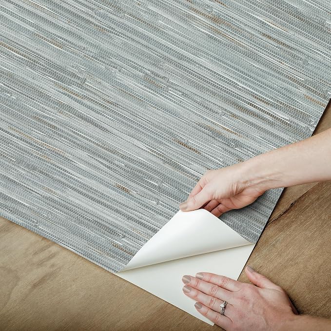 NuWallpaper Multicolor Grassweave Peel and Stick Wallpaper, Multicolor Grassweave Removable Contact Paper for Walls, Self Adhesive Wall Covering for Bedroom Living Room Accent Wall