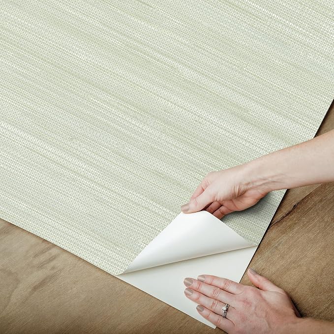NuWallpaper x Society Social Green Classic Faux Grasscloth Peel & Stick Wallpaper, SSS6007