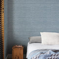 Simon&Siff Grey Blue Textured Grasscloth Peel and Stick Wallpaper 17.7"x394" Faux Grassweave Wallpaper Waterproof Self Adhesive Removable Wallpaper Mural for Home Decor Bedroom Kitchen Cabinet
