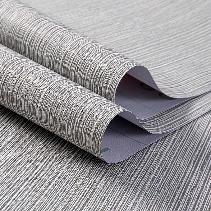 Haimin Grasscloth Wallpaper Textured 24in X 393in Fabric Contact Paper Brown Wall Paper Textured Linen Wallpaper Peel and Stick Self-Adhesive Thick Vinyl Embossed Film Wallpaper (Gray Brown)