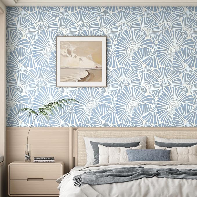 White and Blue Wallpaper Peel and Stick Wallpaper Boho 17.3"×78.8" Modern Wall Paper Removable Self Adhesive Wallpaper for Bedroom Blue Contact Paper for Cabinets Drawers Shelf Home Decor Vinyl Film