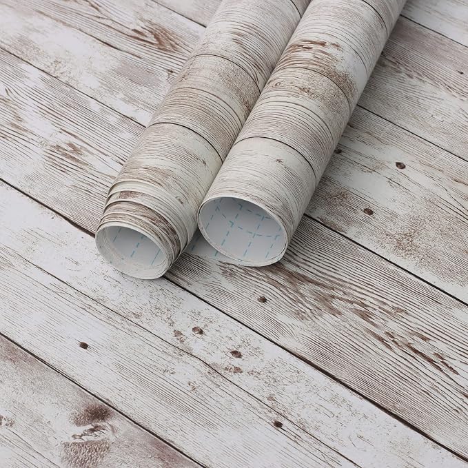 Heroad Contact Paper Peel and Stick Wallpaper Wood Grain Contact Paper for Cabinets Countertop Waterproof Removable Wallpaper Self Adhesive Decorative Shiplap Papel Tapiz para Pared 17.7''x787''