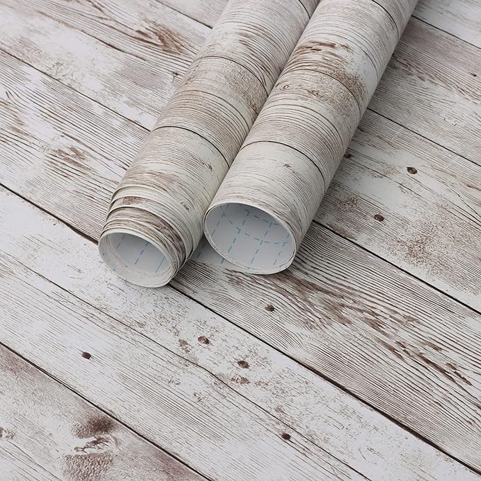 Heroad Contact Paper Peel and Stick Wallpaper Wood Grain Contact Paper for Cabinets Countertop Waterproof Removable Wallpaper Self Adhesive Decorative Shiplap Papel Tapiz para Pared 17.7''x236''