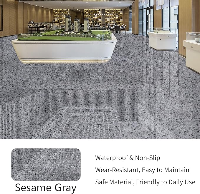Epoxy Colored Sand Floor Paint, High-Gloss Self-Leveling Epoxy Coating for Interior & Exterior Surfaces, Wear-Resistant & Non-Slip Marble Effect Finish, 35oz (1KG), Sesame Gray