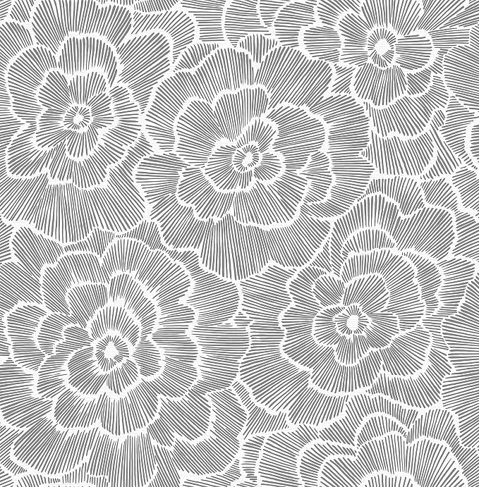 NuWallpaper Charcoal Saraya Peel and Stick Wallpaper, Grey, Removable Wallpaper, Renter-Friendly, 20.5 in x 18 ft