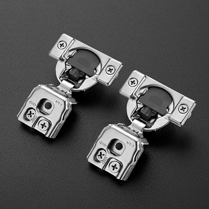 Ravinte 2 Pack 1 Pairs 1-1/4 inch Overlay Soft Close Hinges for Kitchen Cabinet Hinges Satin Nickel Hidden Hinges Stainless Steel Concealed Hinge self Closing