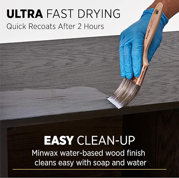 Minwax 233334444 Polycrylic Protective Wood Finish, Clear Satin, ½ Pint
