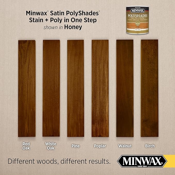 Minwax PolyShades Wood Stain + Polyurethane Finish – Quart, Honey, Satin