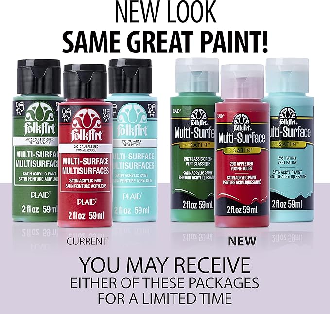 FolkArt Multi Surface Acrylic Paint Set Pastel Colors, Count, 2 Fl Oz (Pack of 16)