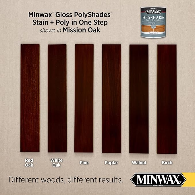 Minwax PolyShades Wood Stain + Polyurethane Finish – ½ Pint, Mission Oak, Gloss