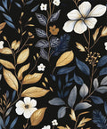 Vintage Dark Blue Gold Floral Peel and Stick Wallpaper 17.5"x787" | Self Adhesive/Removable/Waterproof/Thick Vinyl Extra Long Contact Paper for Bathroom Bedroom Shelf Cabinet Drawer,Prepasted