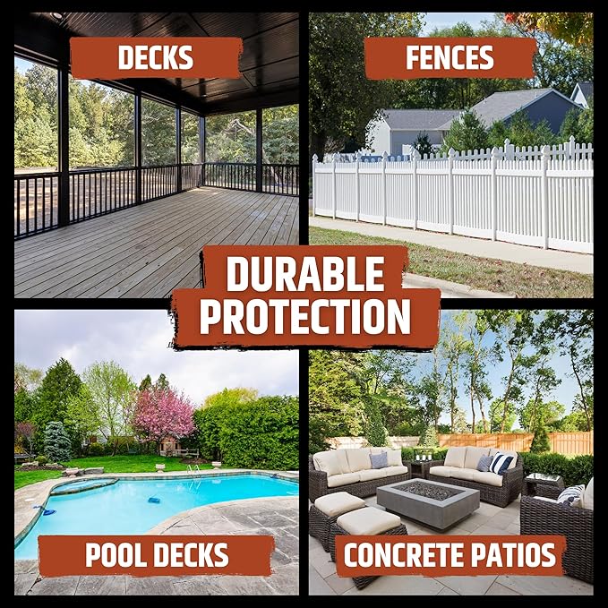 Liquid Rubber Cool Foot Deck Coating - Solar Protection Paint, Reduces Surface Temperatures by Up to 35%, Multi-Surface Cooling Decking Sealant, Waterproof, Durable Membrane, Neutral Beige, 5 Gallon